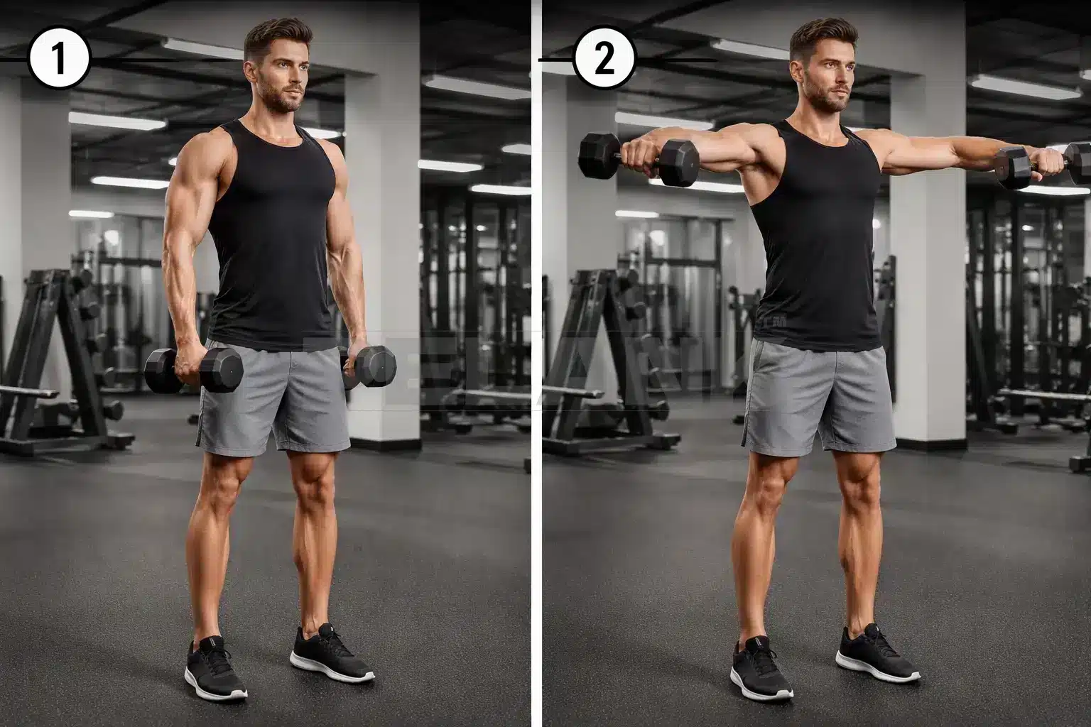 نشر جانب دمبل ایستاده