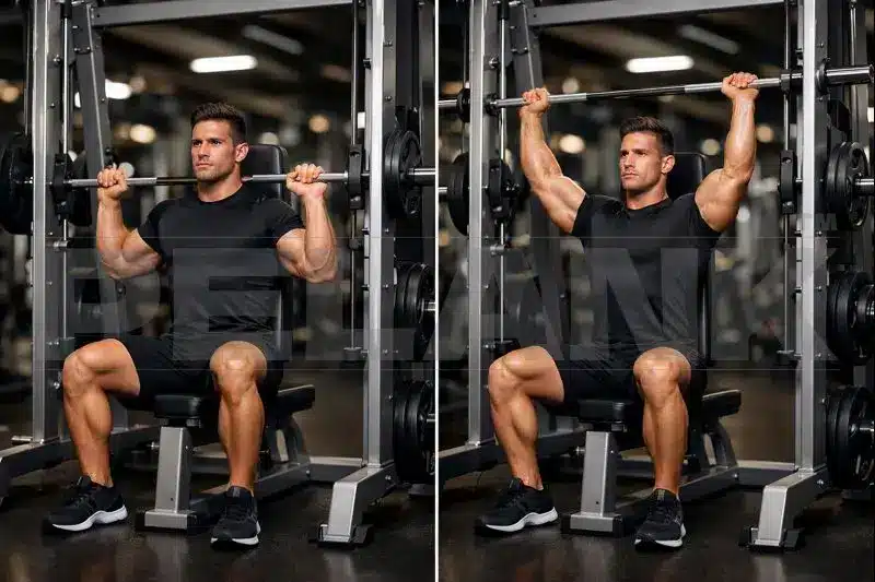 پرس سرشانه اسمیت از پشت گردن نشسته